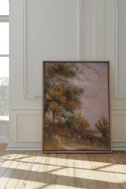 BLUSH SKY GROVE, Oeuvre sur toile étirée, encadré Brun Chêne