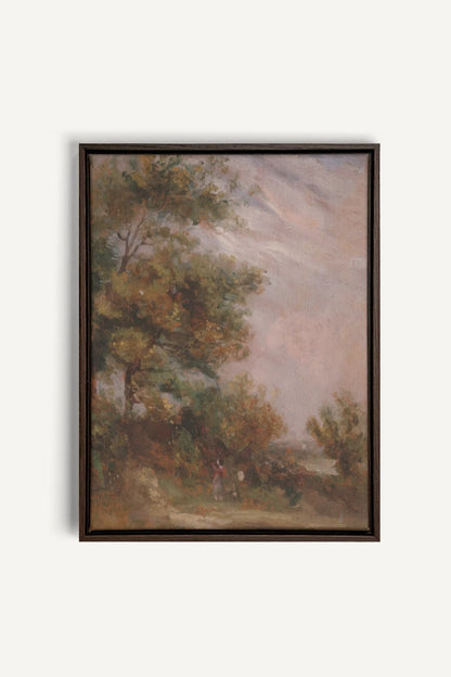 BLUSH SKY GROVE, Oeuvre sur toile étirée, encadré Brun Noyer