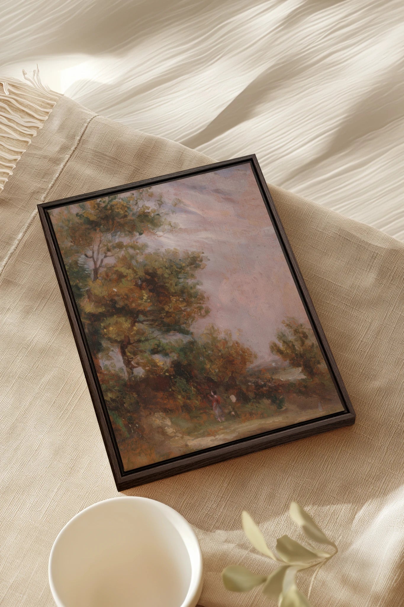 BLUSH SKY GROVE, Oeuvre sur toile étirée, encadré Brun Noyer