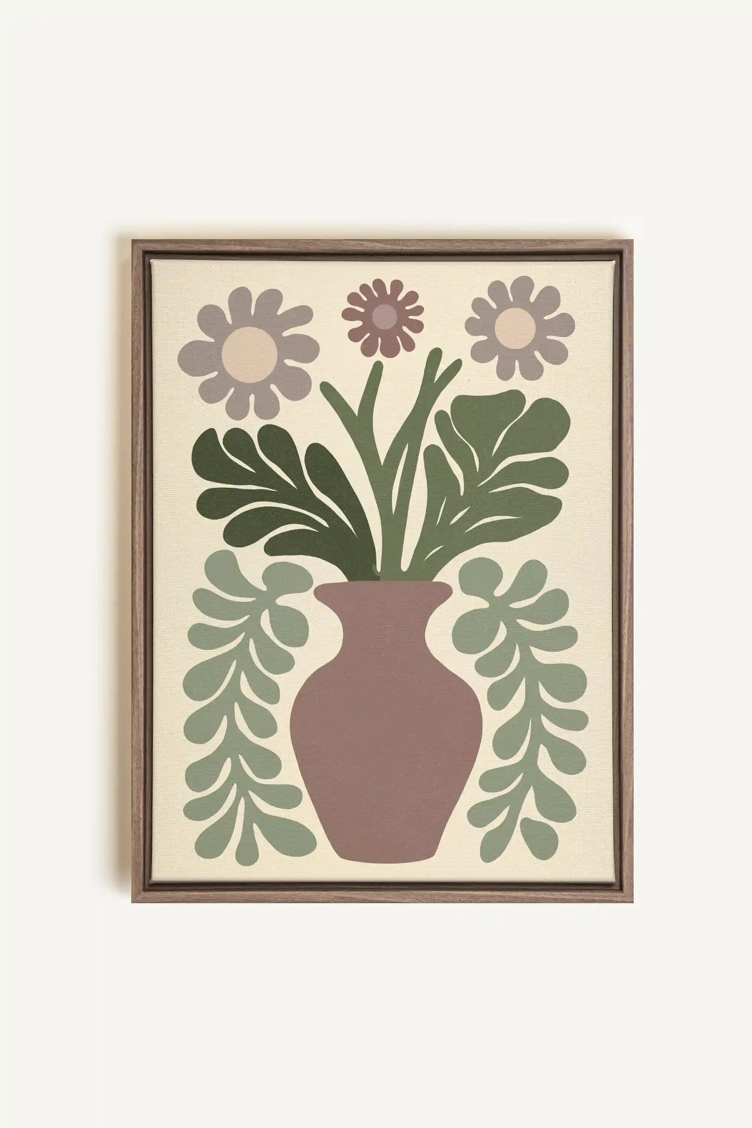 CHIC FLORAL, Artwork on stretched canvas, framed in Brown Oak