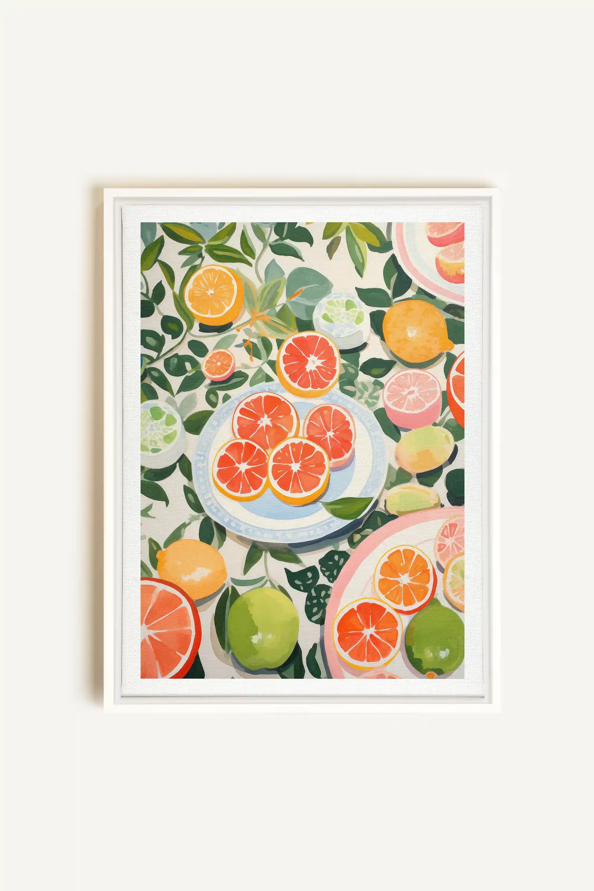 CITRUS DELIGHT, Oeuvre sur toile étirée, encadré Blanc