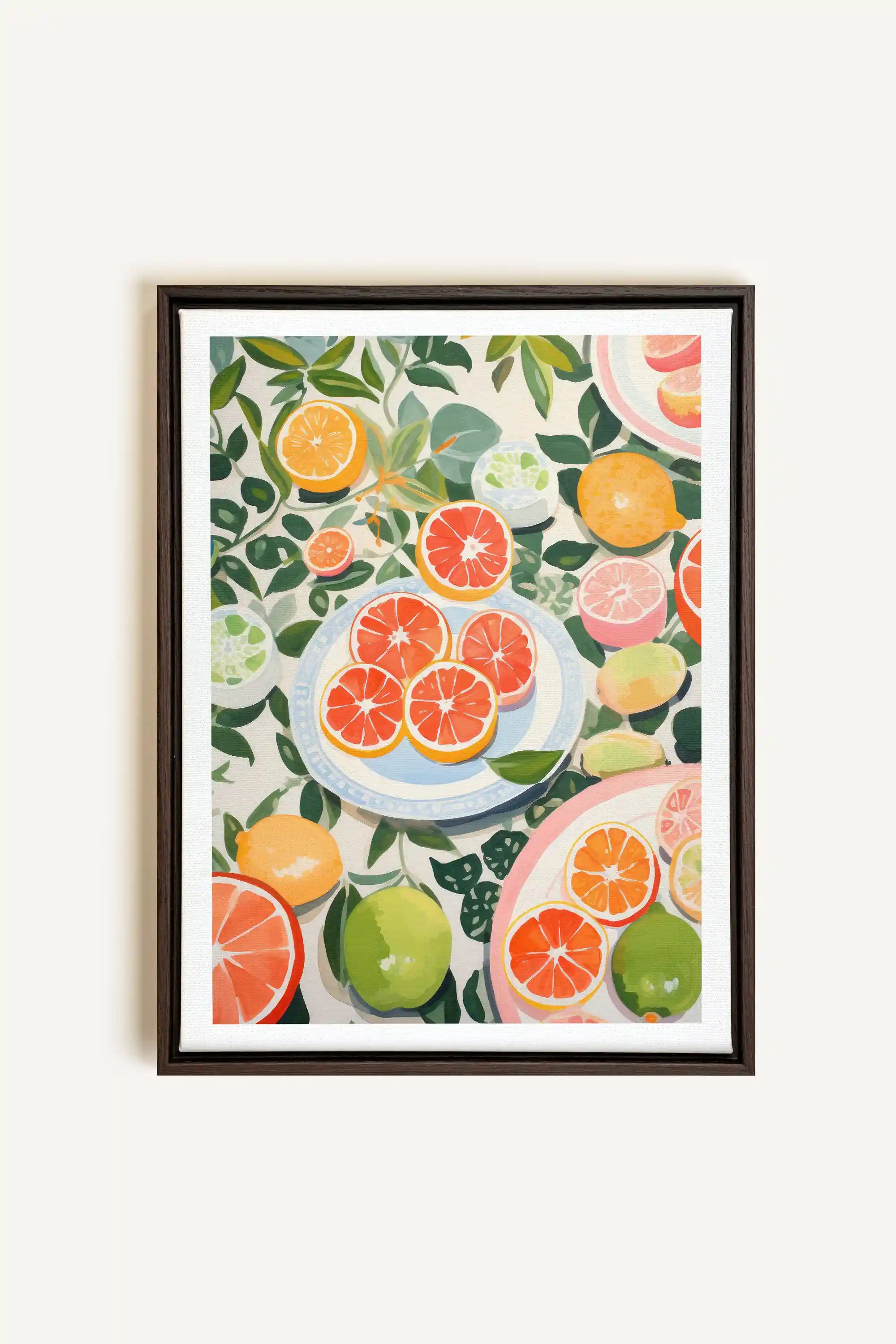 CITRUS DELIGHT, Artwork on stretched canvas, framed in Walnut Brown