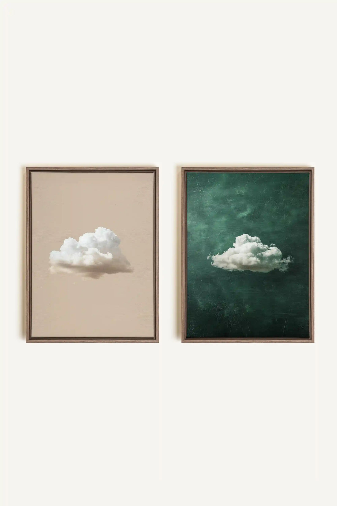 CLOUD SET, 2 Oeuvres sur toile étirée, encadré Brun Chêne