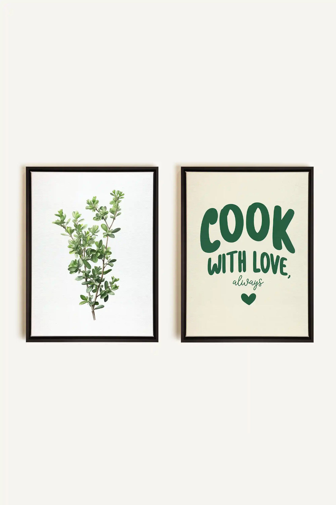 COMBINAISON CUISINE, 2 Oeuvres sur toile étirée, encadré Noir