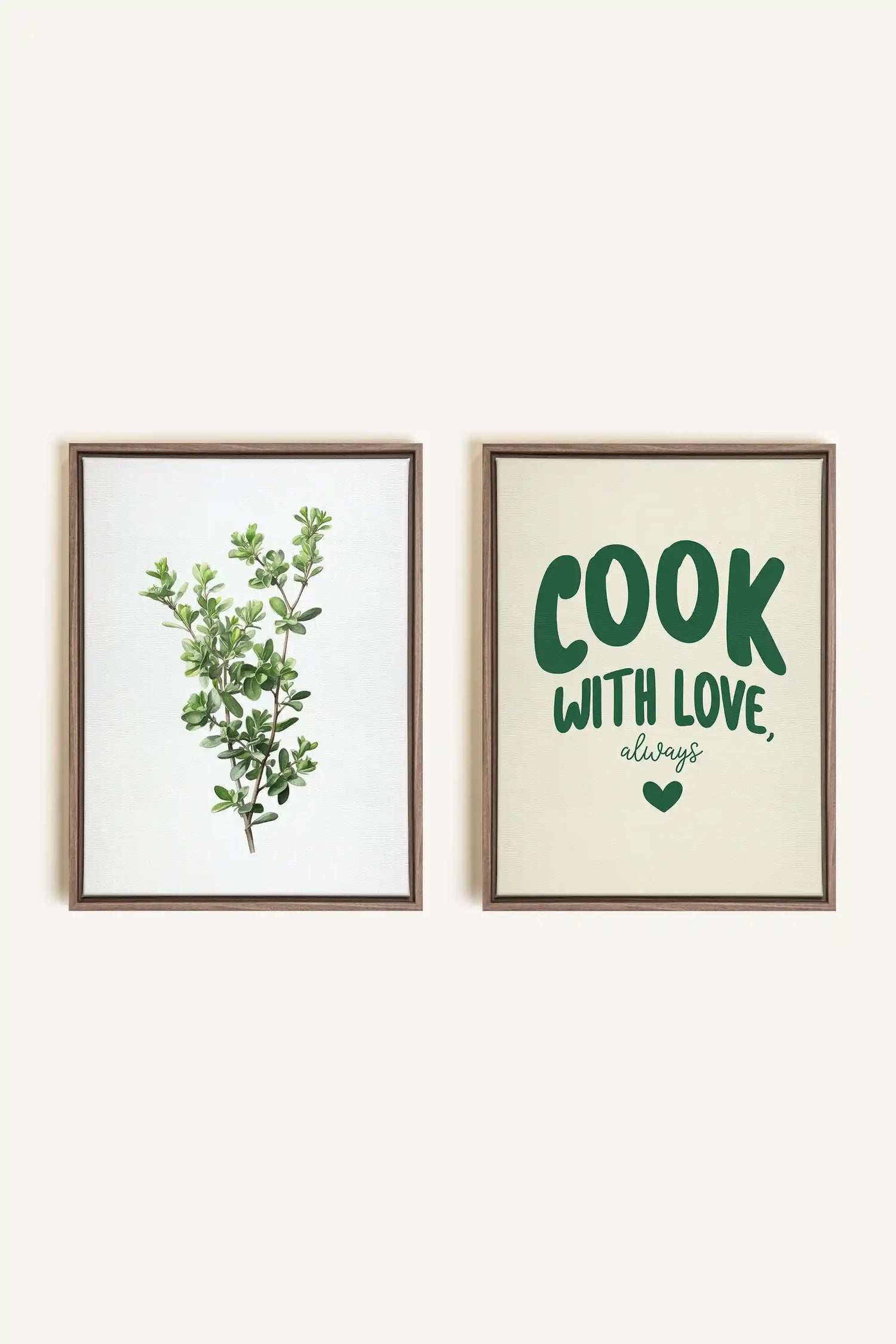 COMBINAISON CUISINE, 2 Oeuvres sur toile étirée, encadré Brun Chêne