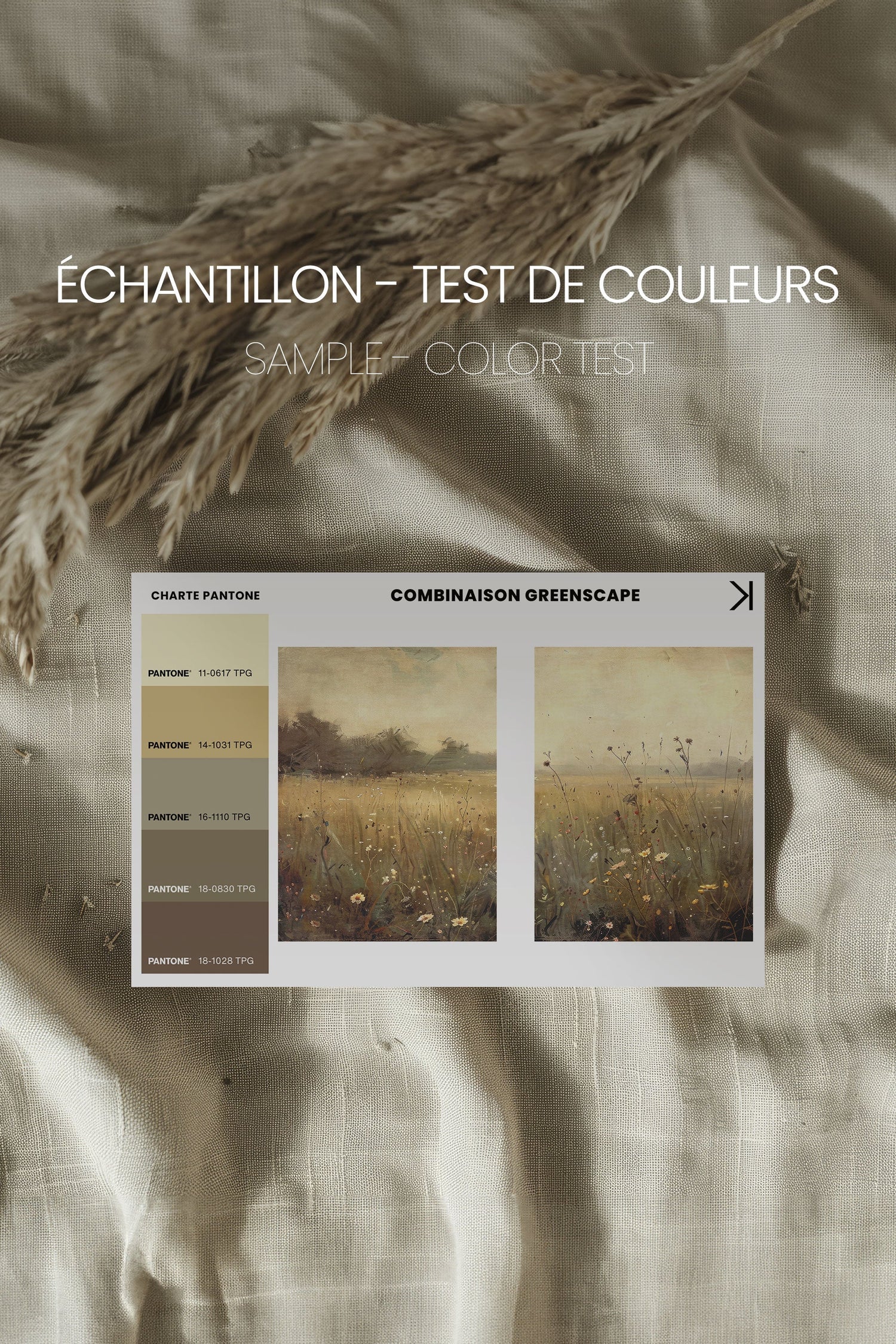 OLEKA CANVAS - COMBINAISON GREENSCAPE, 2 Oeuvres sur toile étirée, encadré Noir