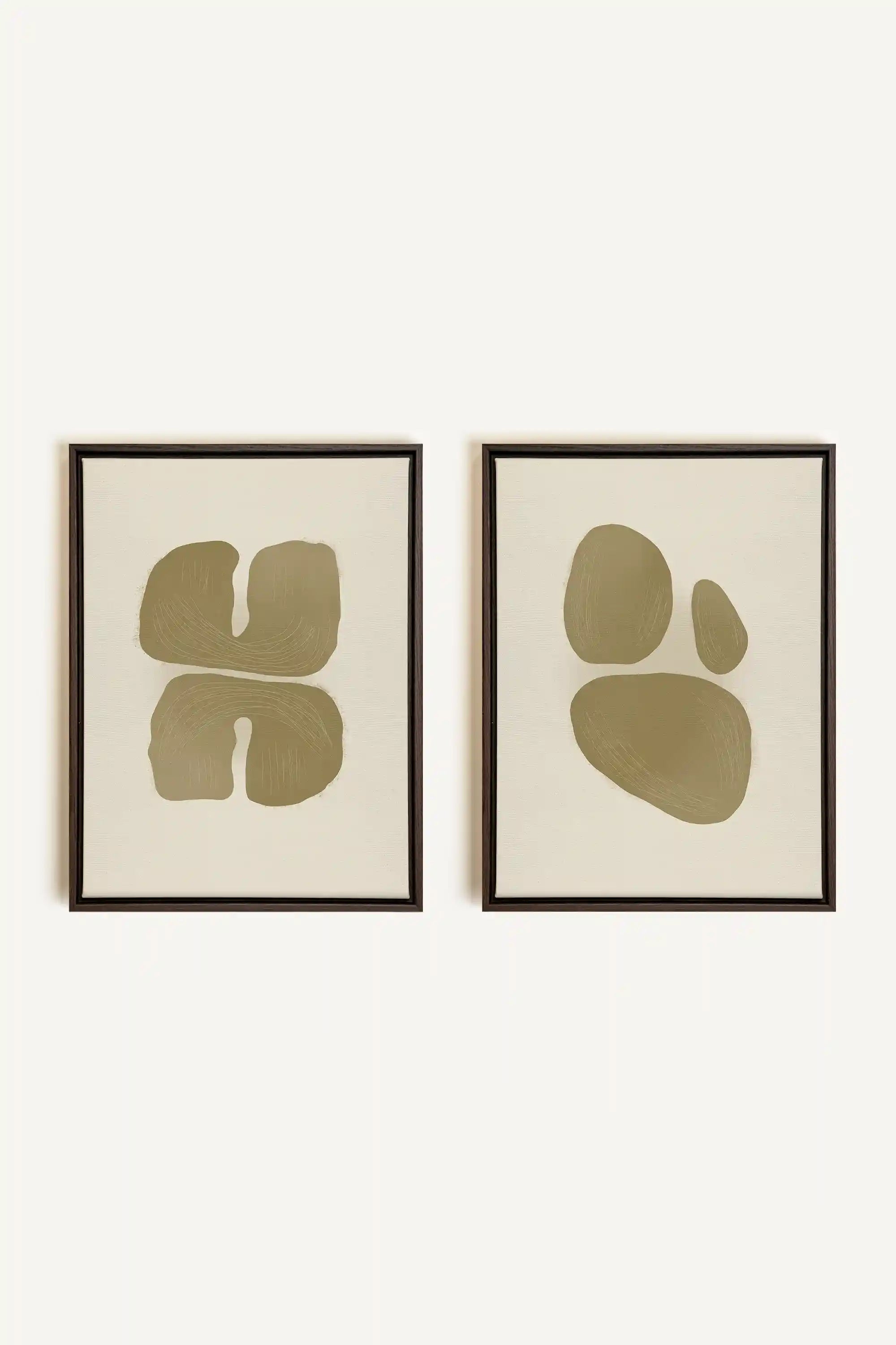 COMBINAISON M TON INTÉRIEUR, 2 Oeuvres sur toile étirée, encadré Brun Noyer
