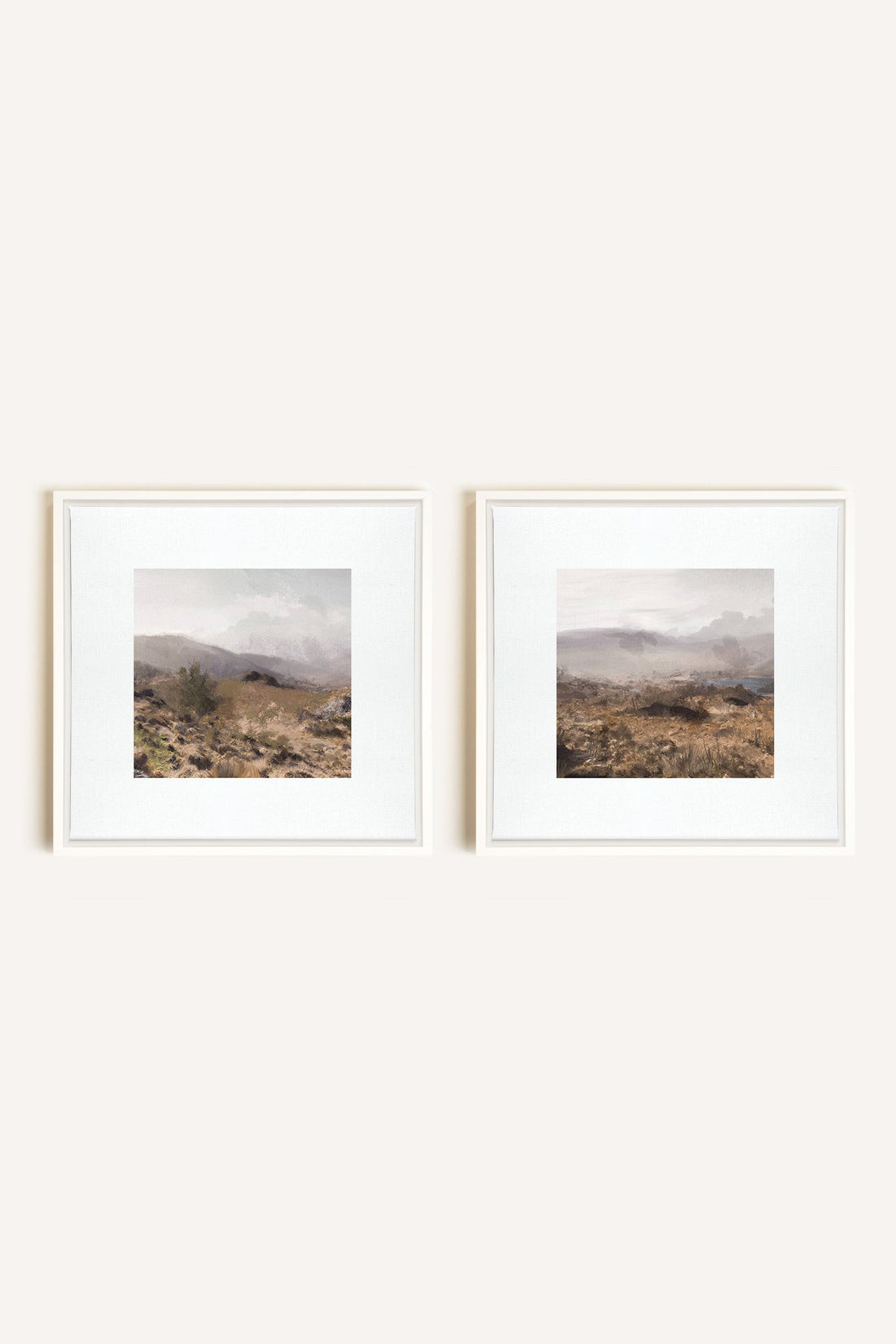 COMBINAISON VIRGINIE, 2 Oeuvres sur toile étirée, encadré Blanc