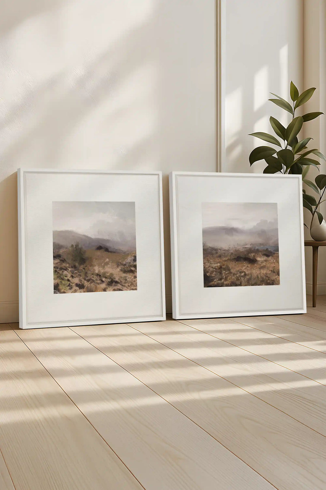 COMBINAISON VIRGINIE, 2 Oeuvres sur toile étirée, encadré Blanc