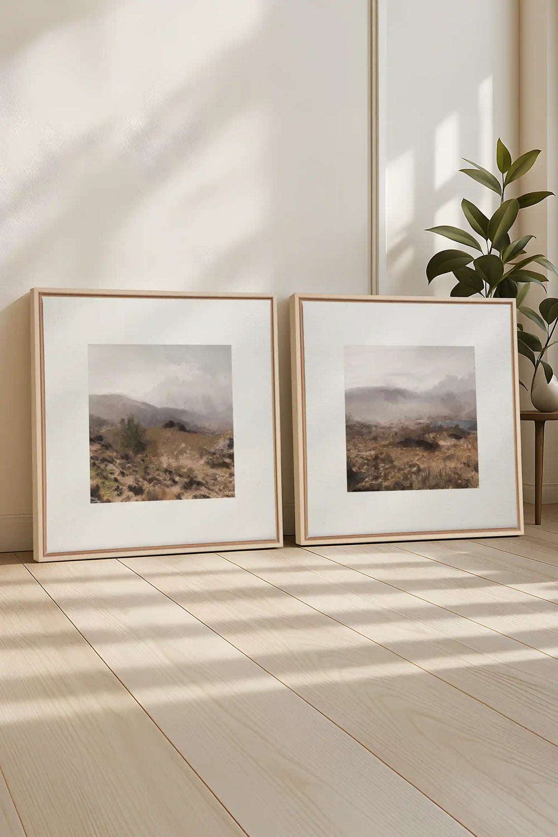 COMBINAISON VIRGINIE, 2 Artworks on stretched canvas, framed Natural Light