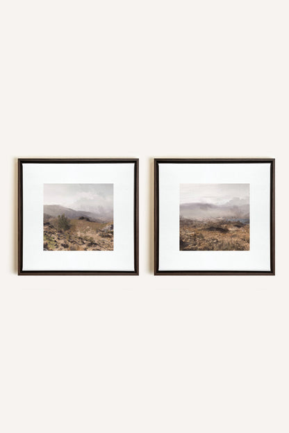 COMBINAISON VIRGINIE, 2 Oeuvres sur toile étirée, encadré Brun Noyer