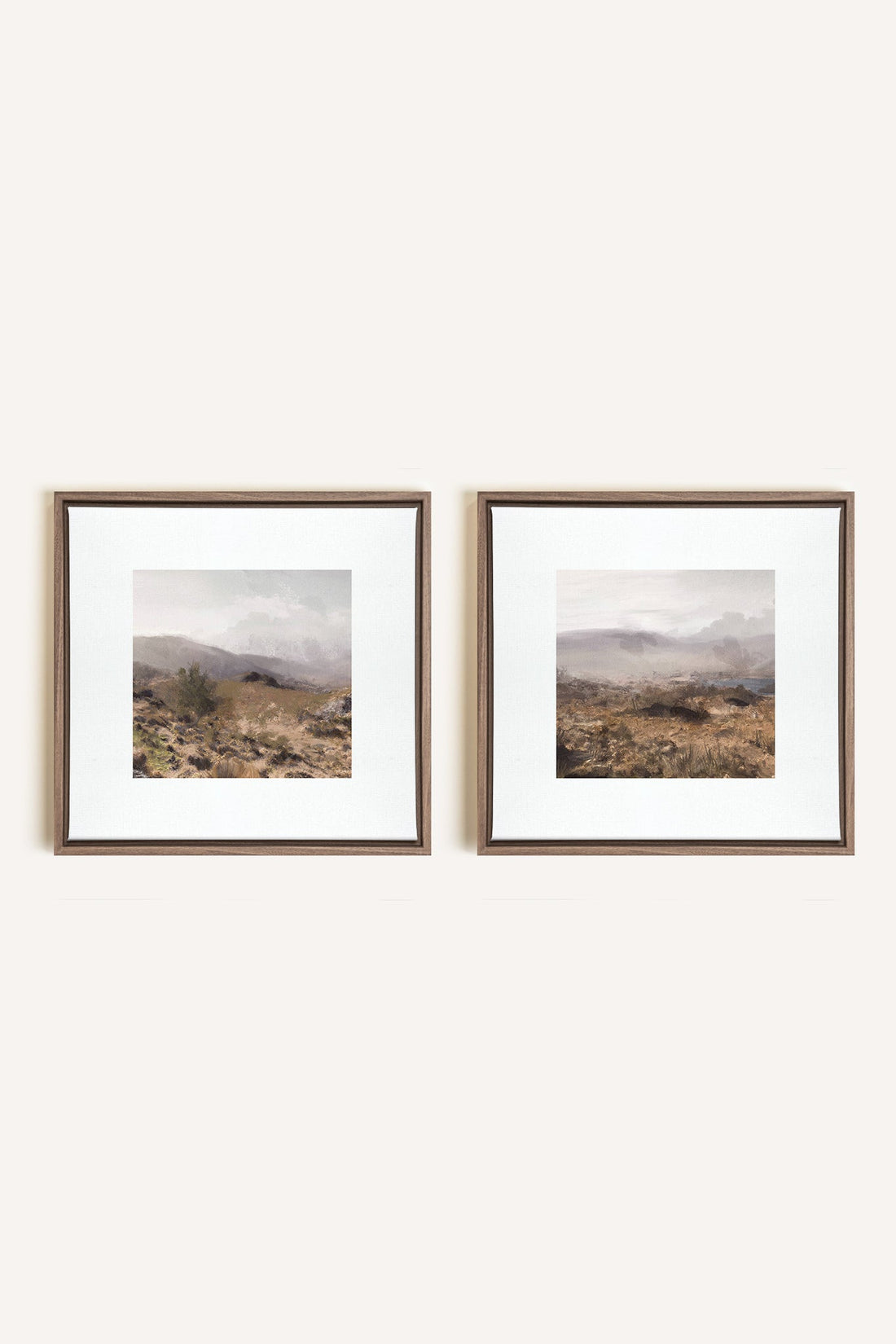 COMBINAISON VIRGINIE, 2 Oeuvres sur toile étirée, encadré Brun Chêne