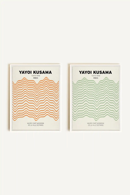 COMBINAISON YAYOI, 2 Oeuvres sur toile étirée, encadré Blanc