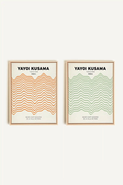 COMBINAISON YAYOI, 2 Oeuvres sur toile étirée, encadré Naturel Clair