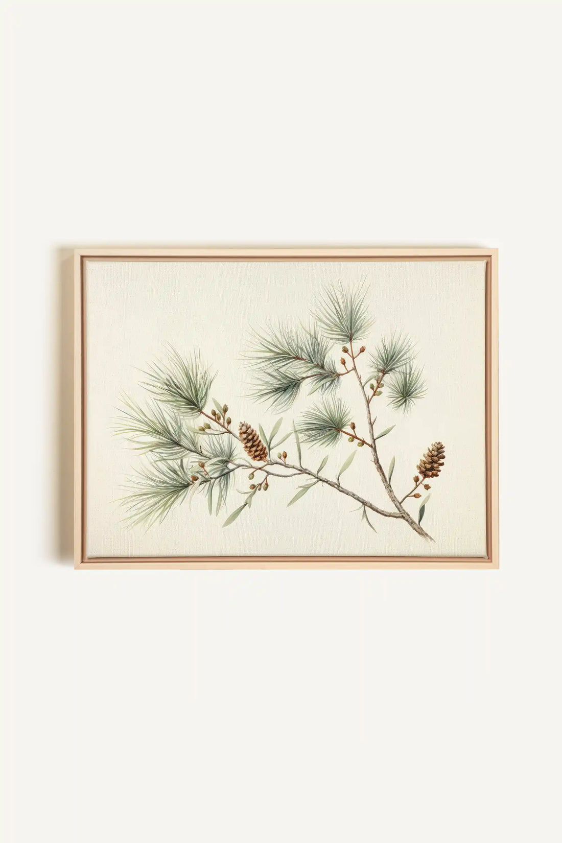 Conifer Branch, Oeuvre sur toile étirée, encadré Naturel Clair