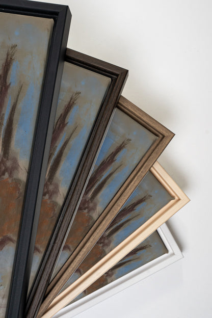 BLEU FOSSILE, Oeuvre sur toile étirée, encadré Brun Chêne