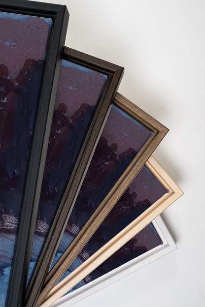 BURNT NIGHTFALL, Artwork on stretched canvas, framed in black