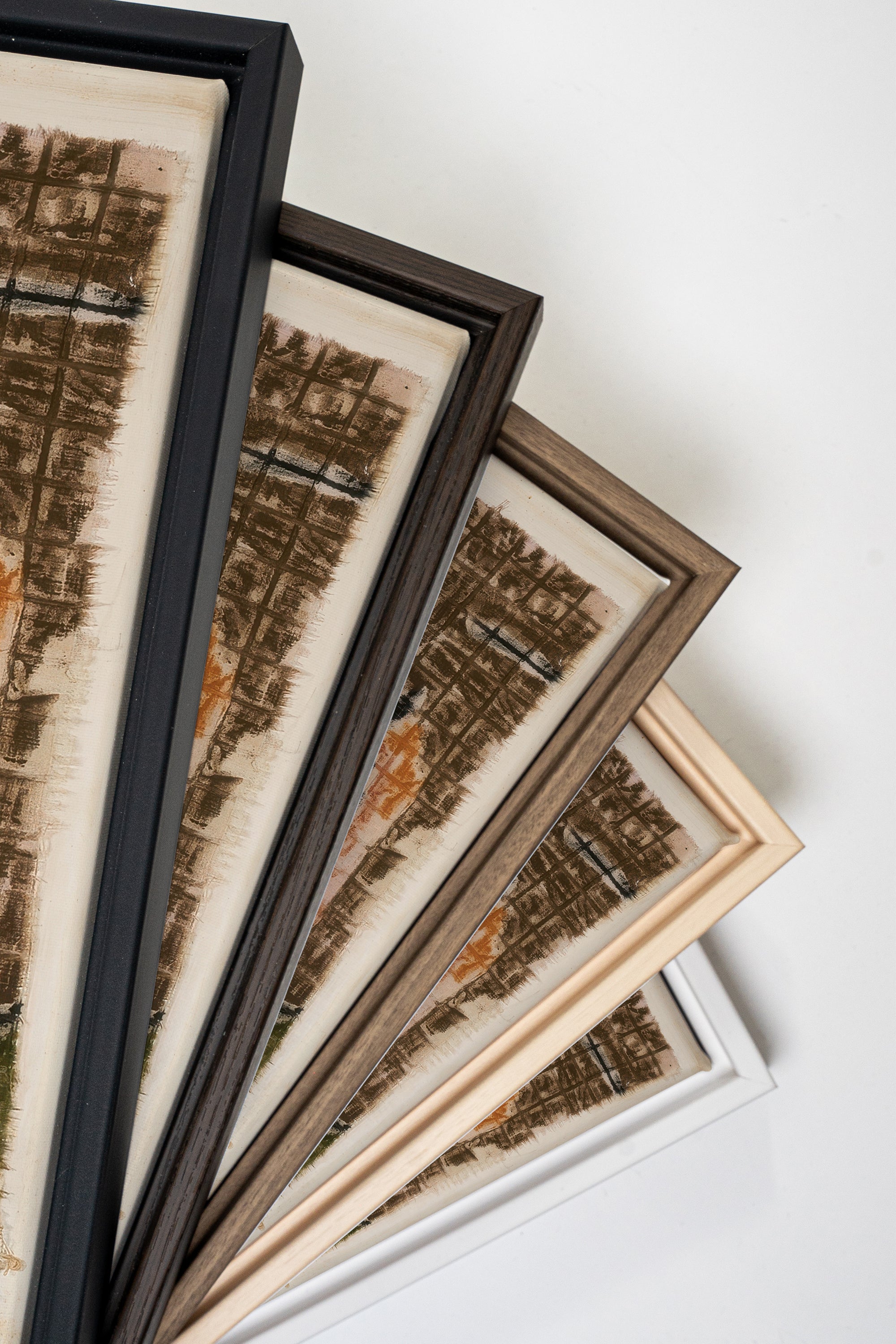 PRIMITIVE GRID, Oeuvre sur toile étirée, encadré Blanc