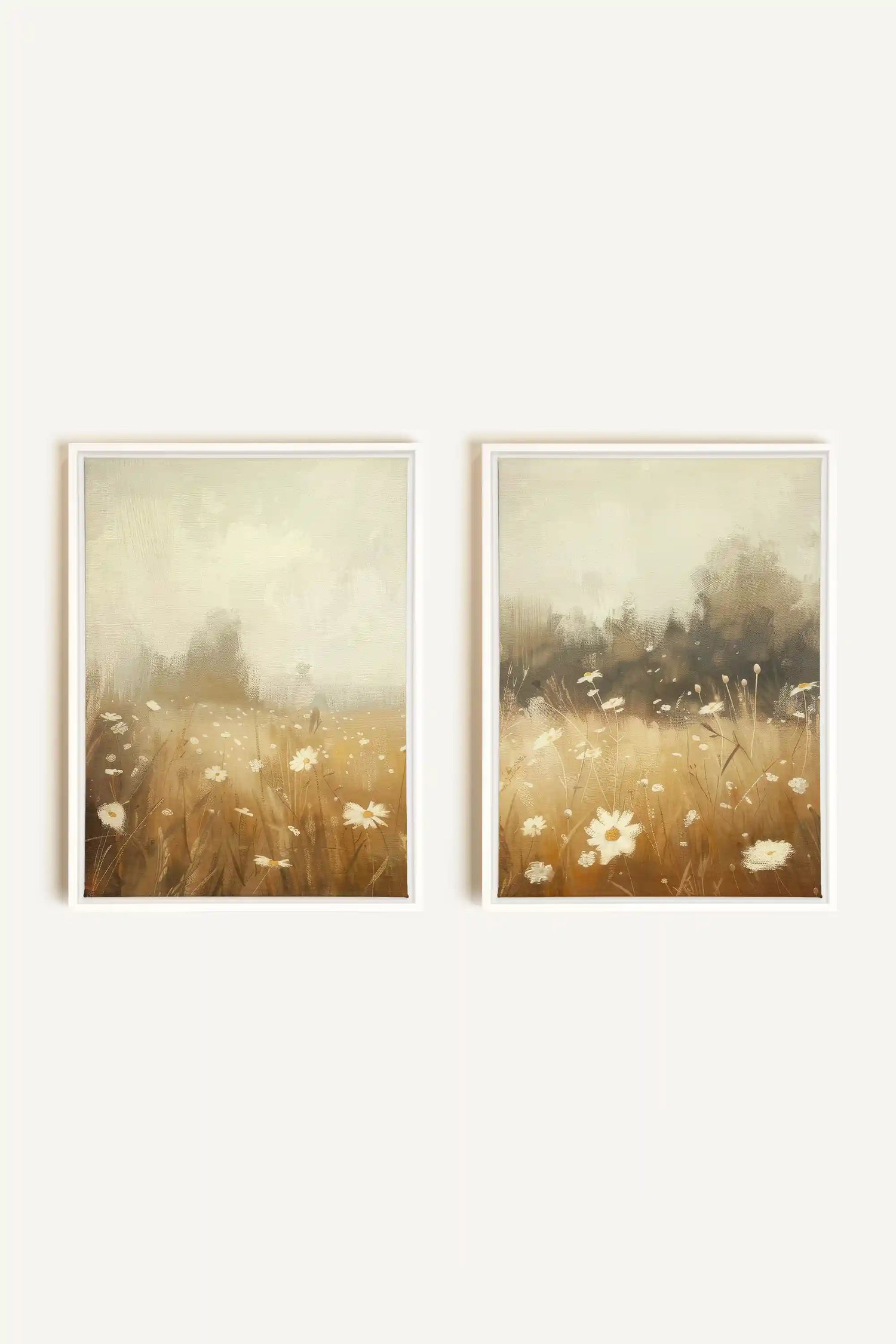 COMBINAISON DAISY BREEZE, 2 Oeuvres sur toile étirée, encadré Blanc