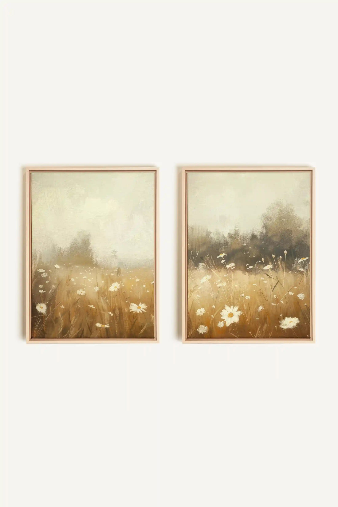 COMBINAISON DAISY BREEZE, 2 Artworks on stretched canvas, framed Natural Light