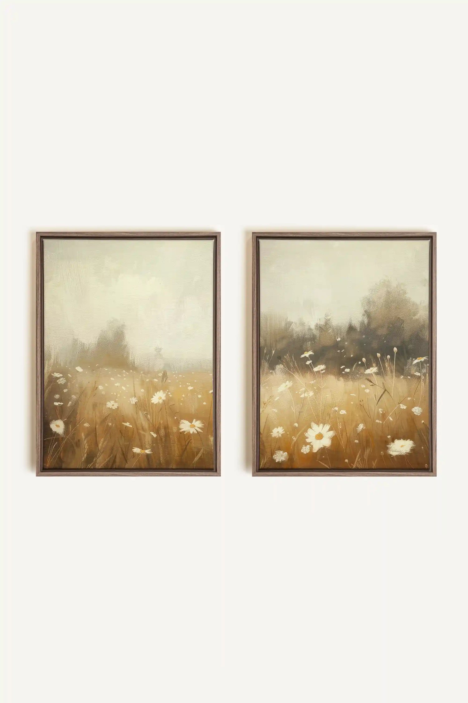 COMBINAISON DAISY BREEZE, 2 Works on stretched canvas, framed Oak Brown