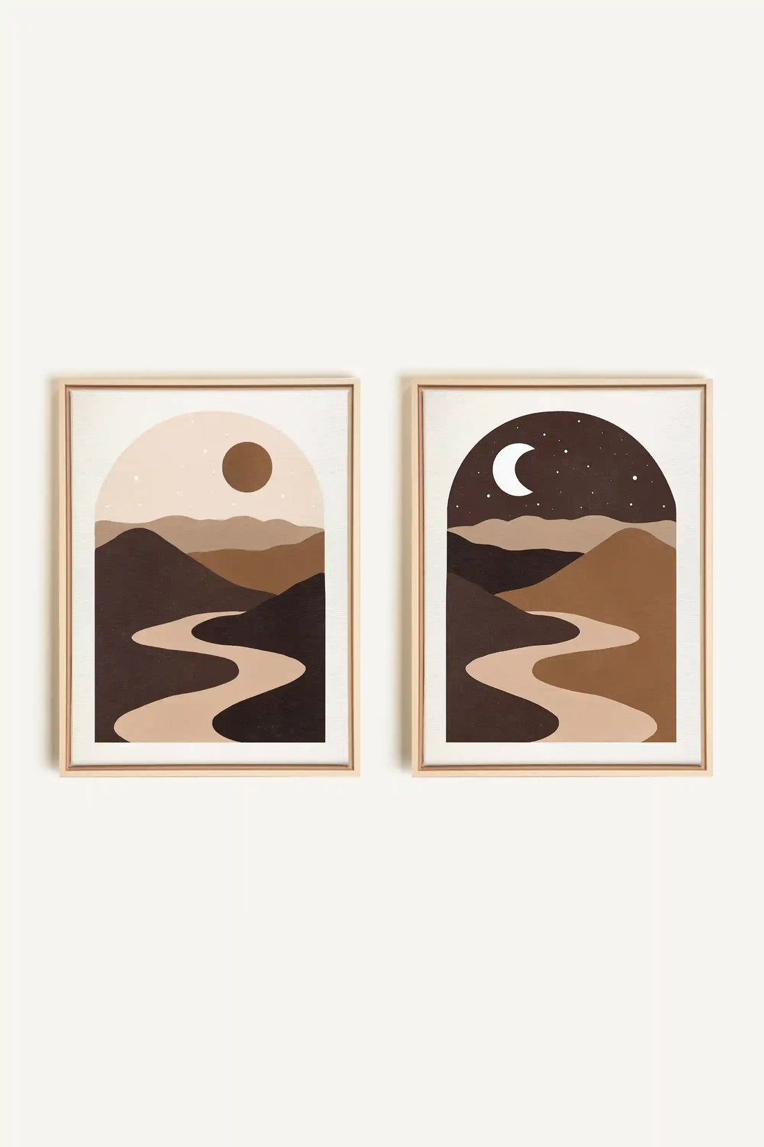 DESERT DREAMS DUO, 2 Artworks on stretched canvas, framed Natural Light