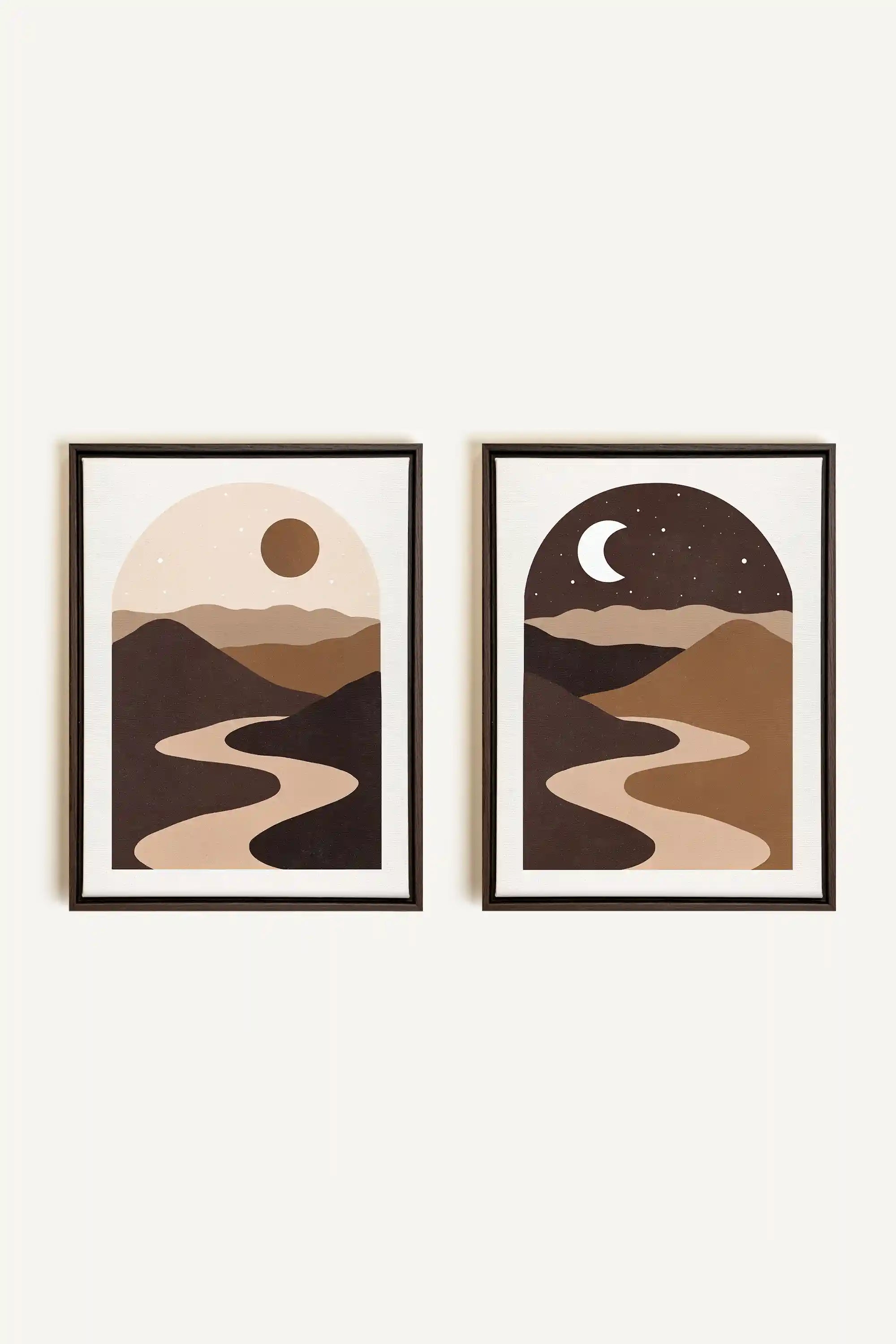 DESERT DREAMS DUO, 2 Works on stretched canvas, framed in Walnut Brown