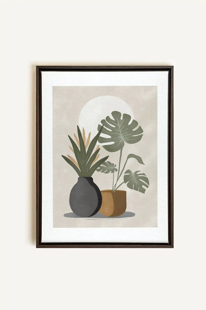 DESERT GREENS, Artwork on stretched canvas, framed in Walnut Brown