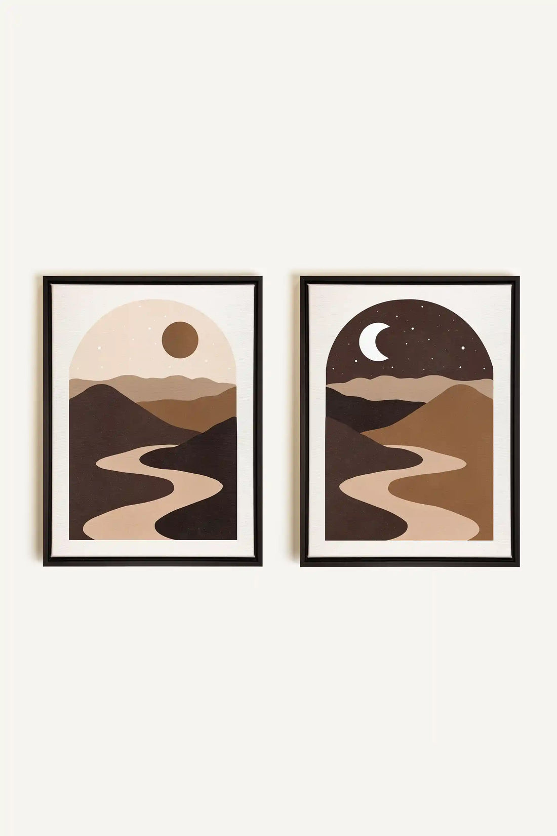 DESERT DREAMS DUO, 2 Oeuvres sur toile étirée, encadré Noir