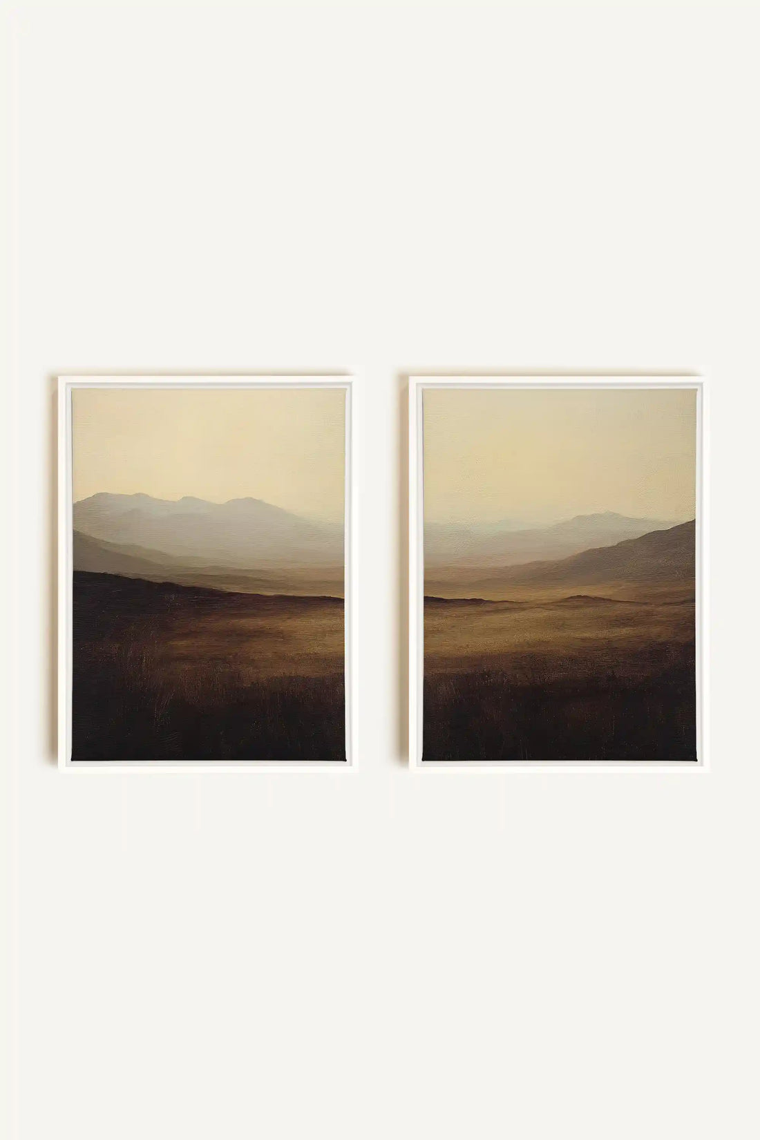 DISTANT DREAMS DUO, 2 Oeuvres sur toile étirée, encadré Blanc