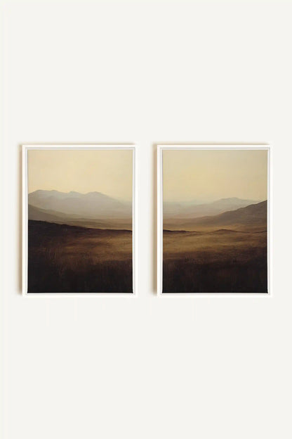 DISTANT DREAMS DUO, 2 Works on stretched canvas, framed in white