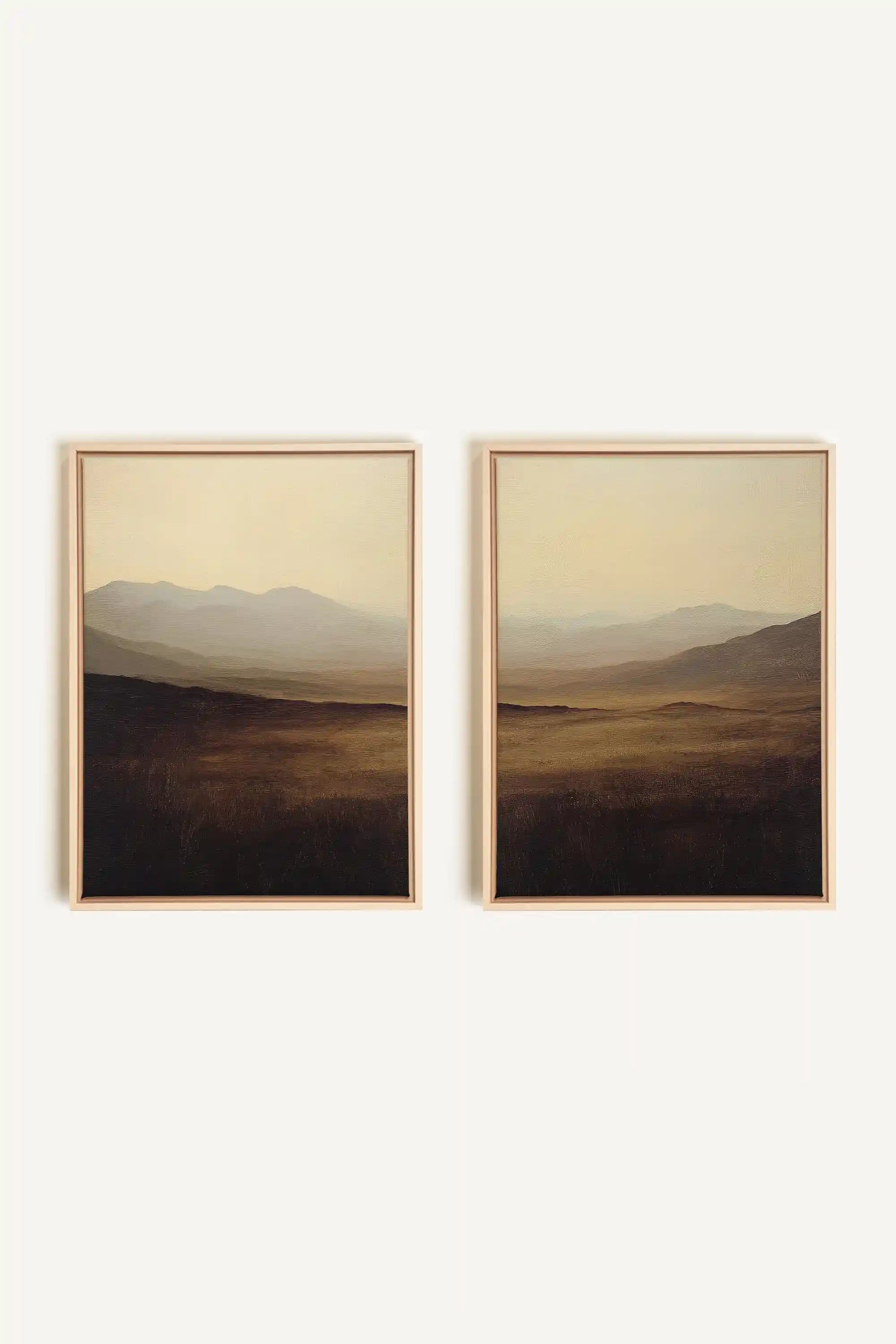 DISTANT DREAMS DUO, 2 Oeuvres sur toile étirée, encadré Naturel Clair