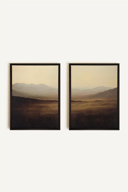 DISTANT DREAMS DUO, 2 Works on stretched canvas, black framed