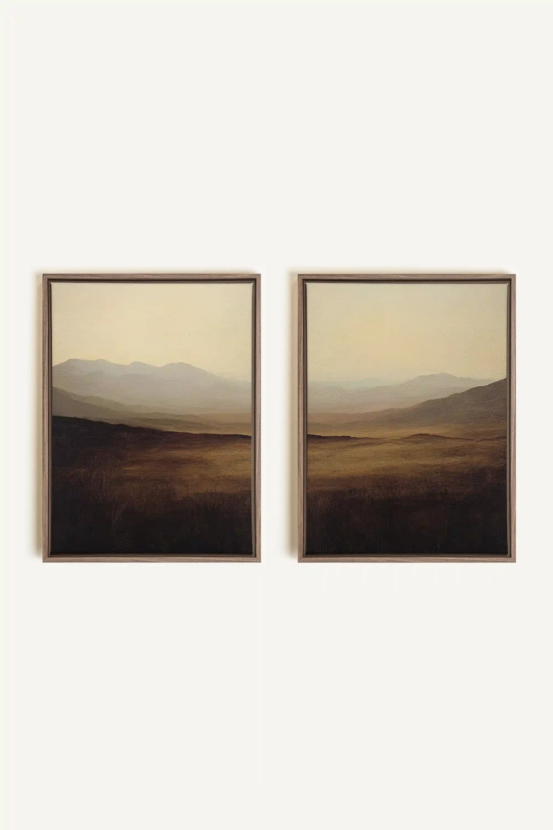 DISTANT DREAMS DUO, 2 Oeuvres sur toile étirée, encadré Brun Chêne