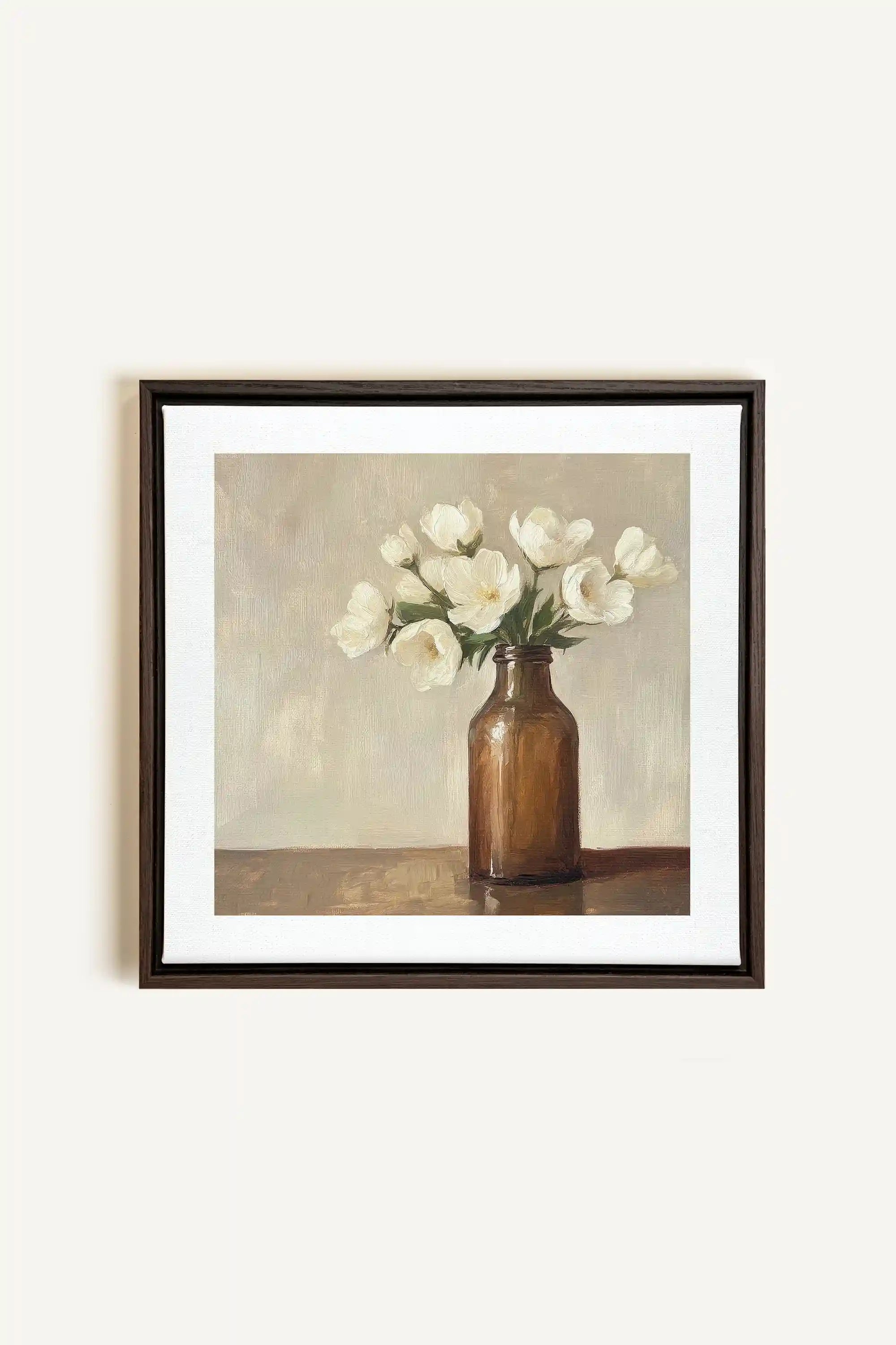DOUCEUR FANÉE, Artwork on stretched canvas, framed in Walnut Brown