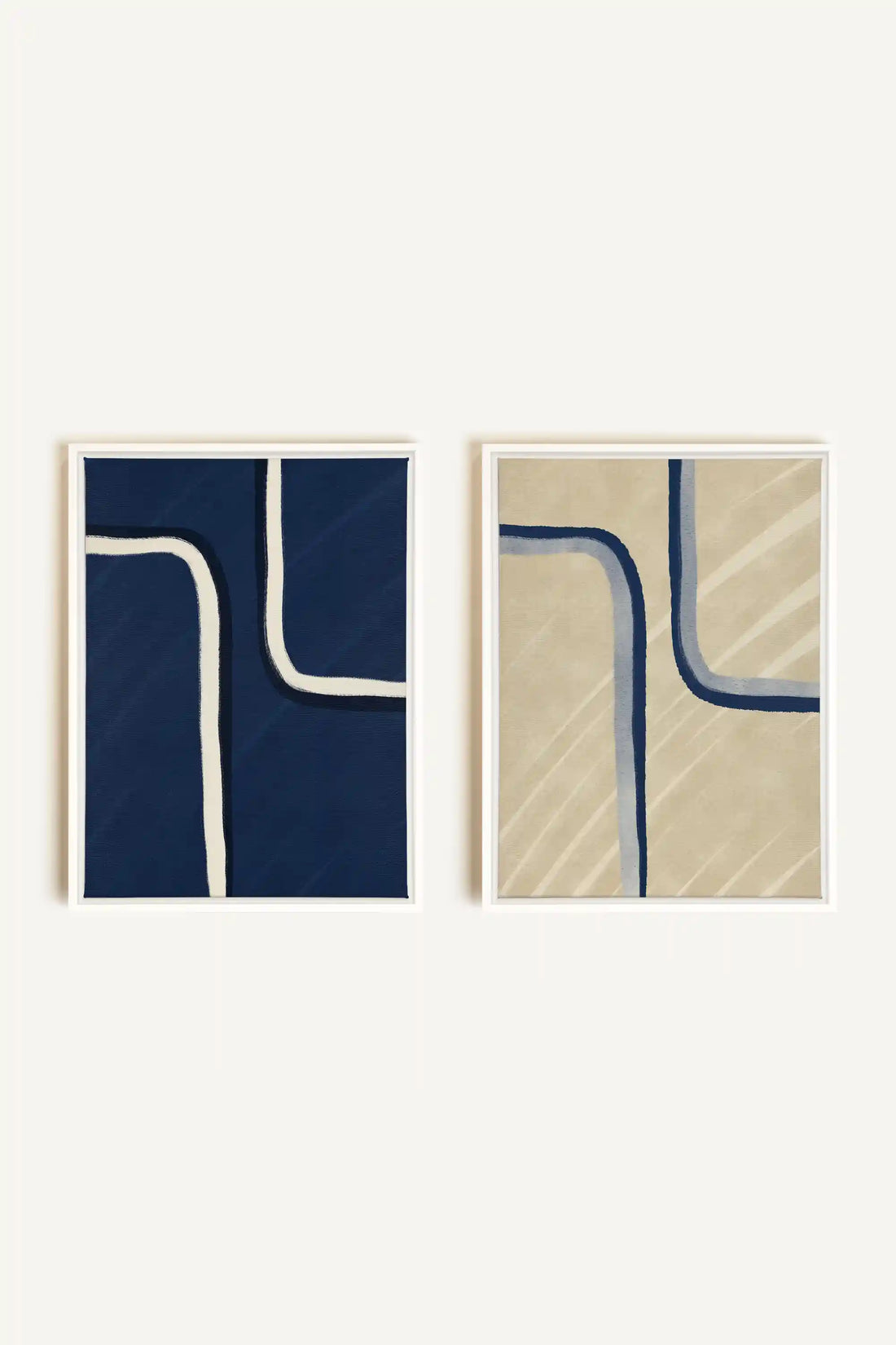 DUAL FORM DUO, 2 Oeuvres sur toile étirée, encadré Blanc