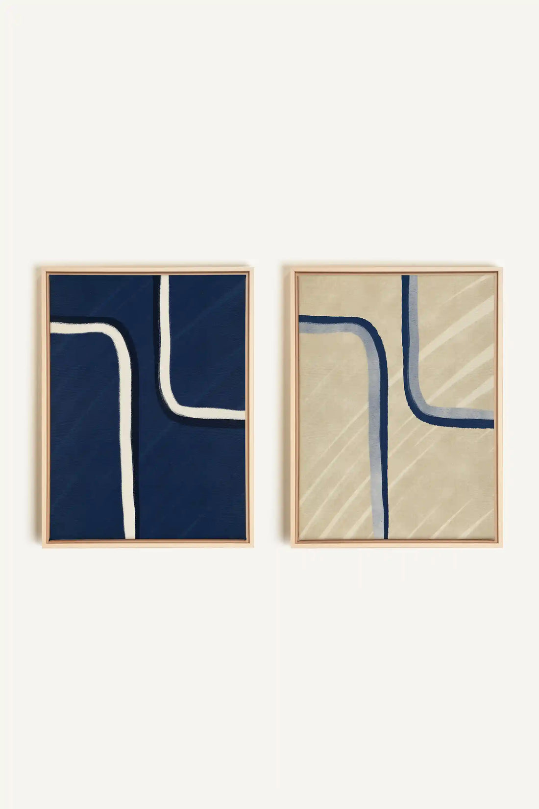 DUAL FORM DUO, 2 Artworks on stretched canvas, framed Natural Light