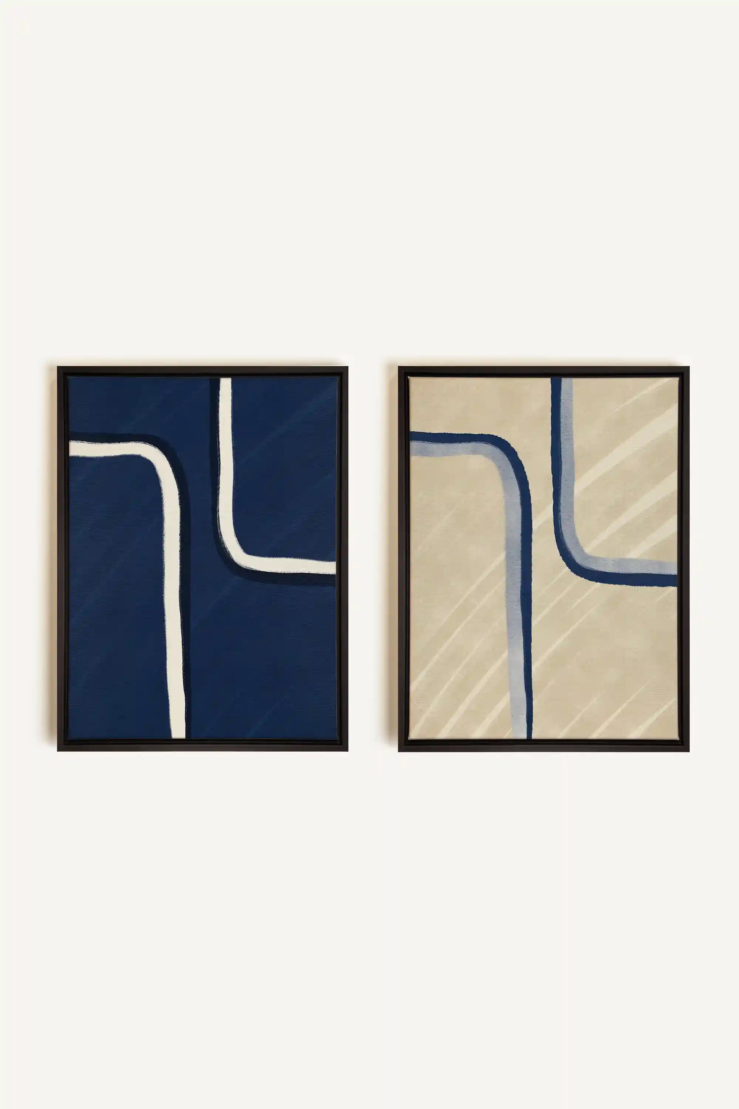 DUAL FORM DUO, 2 Works on stretched canvas, Black framed