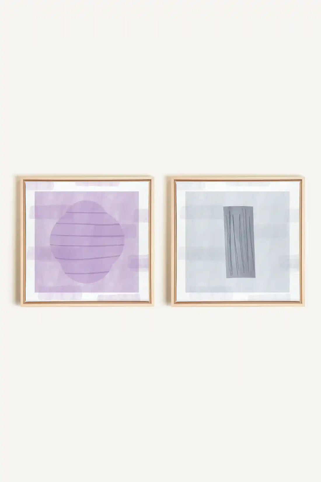 DUO CALME CONTRASTÉ, 2 Artworks on stretched canvas, framed Natural Light
