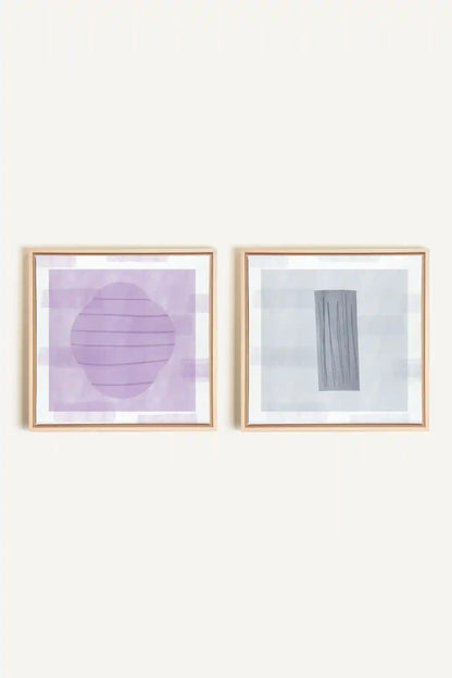 DUO CALME CONTRASTÉ, 2 Oeuvres sur toile étirée, encadré Naturel Clair