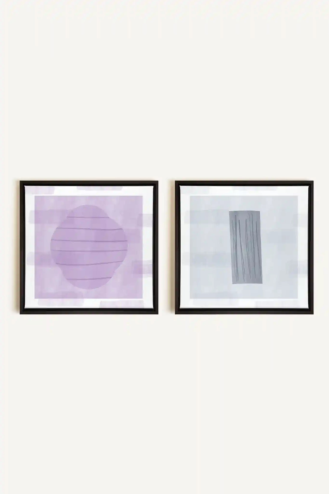 DUO CALME CONTRASTÉ, 2 Oeuvres sur toile étirée, encadré Noir
