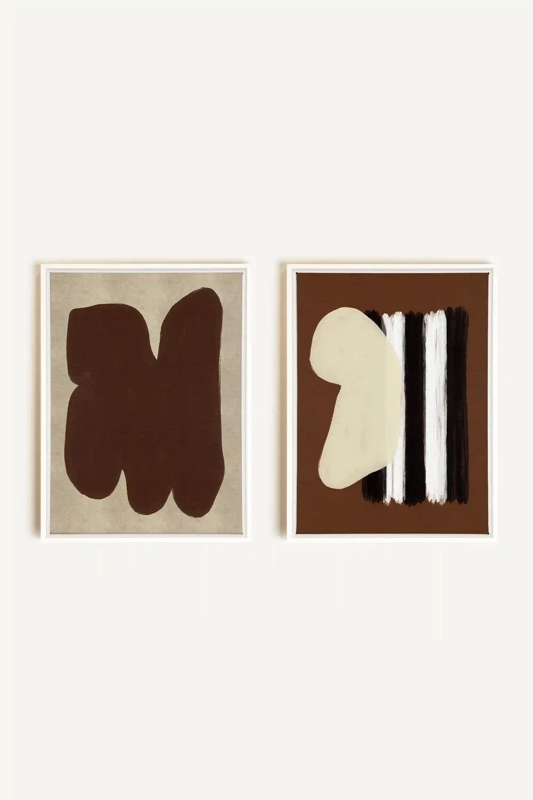 DUO CONTRASTES PROFONDS, 2 Oeuvres sur toile étirée, encadré Blanc