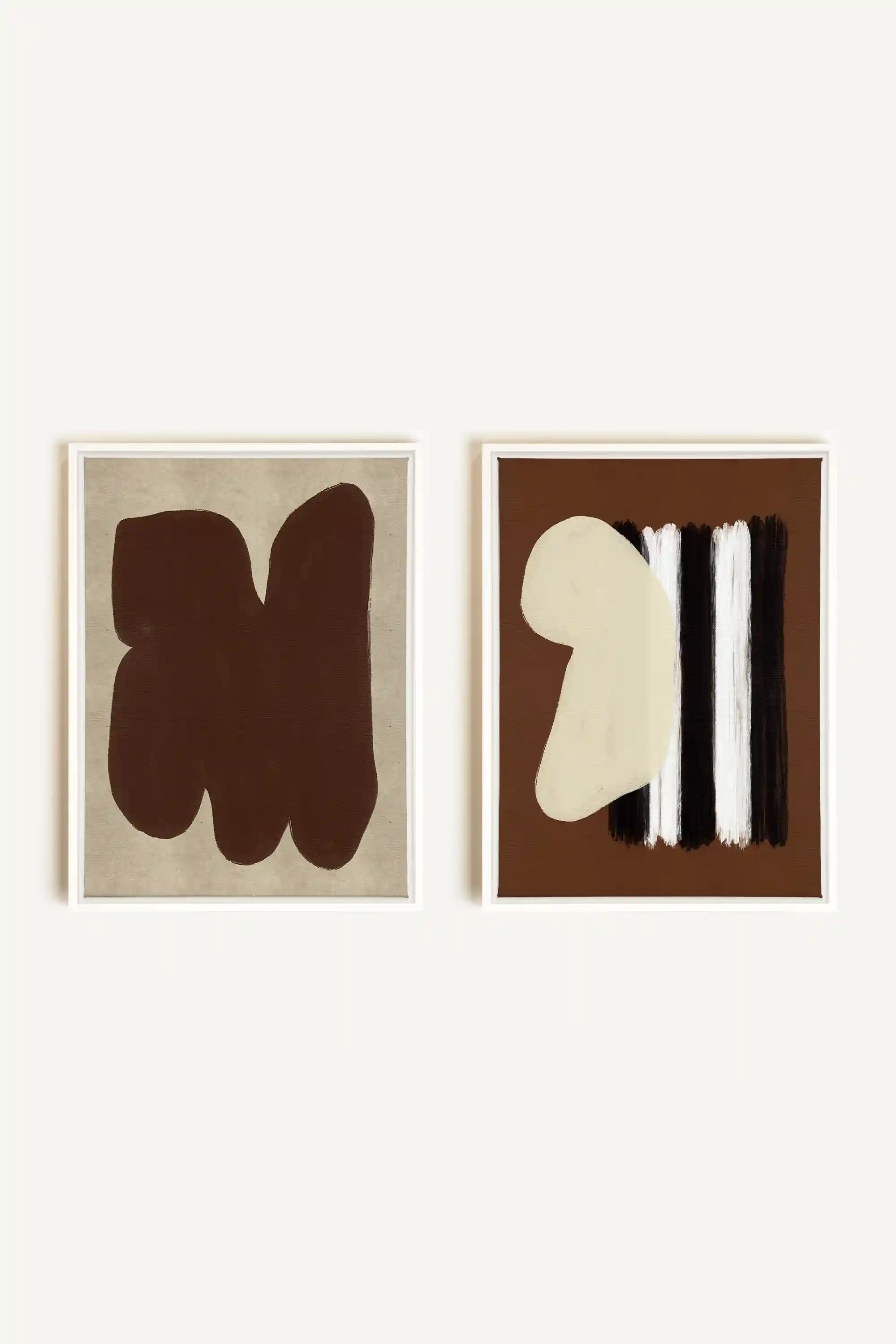 DUO CONTRASTES PROFONDS, 2 Works on stretched canvas, framed in white