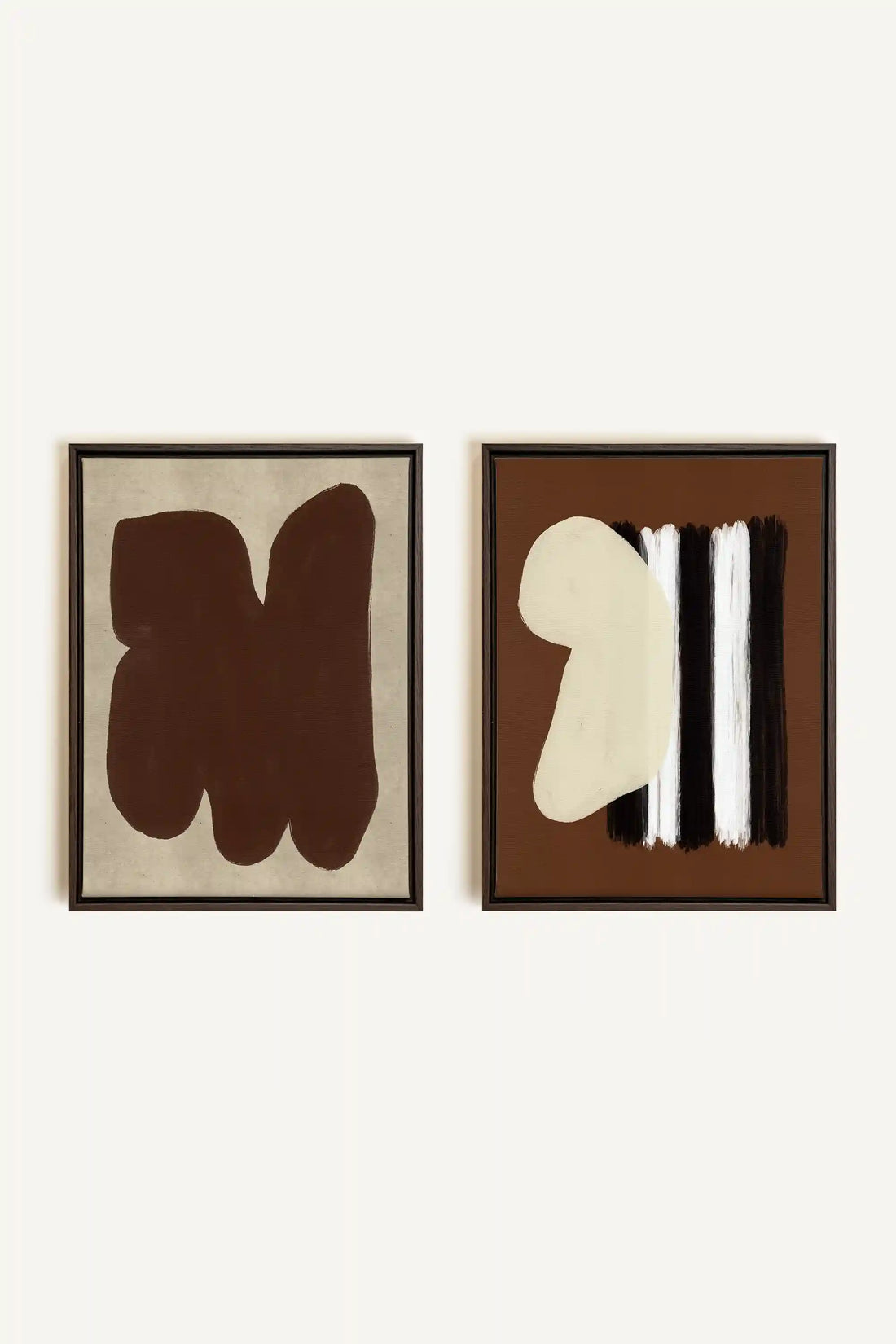 DUO CONTRASTES PROFONDS, 2 Oeuvres sur toile étirée, encadré Brun Noyer