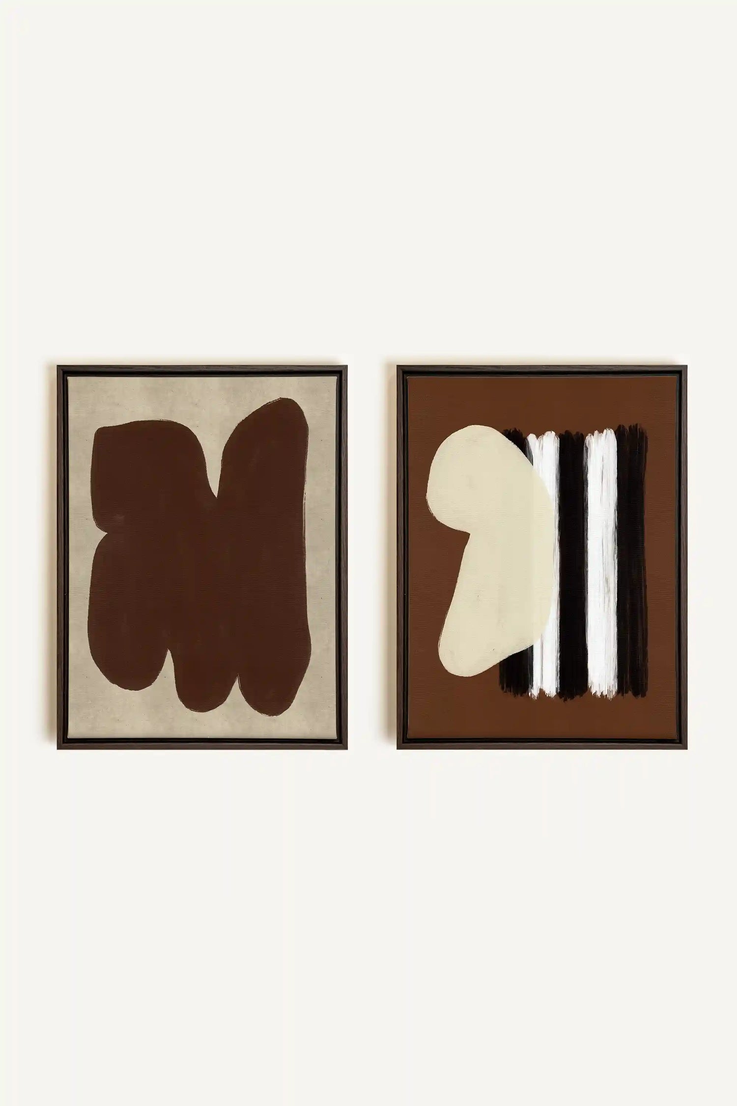 DUO CONTRASTES PROFONDS, 2 Oeuvres sur toile étirée, encadré Brun Noyer