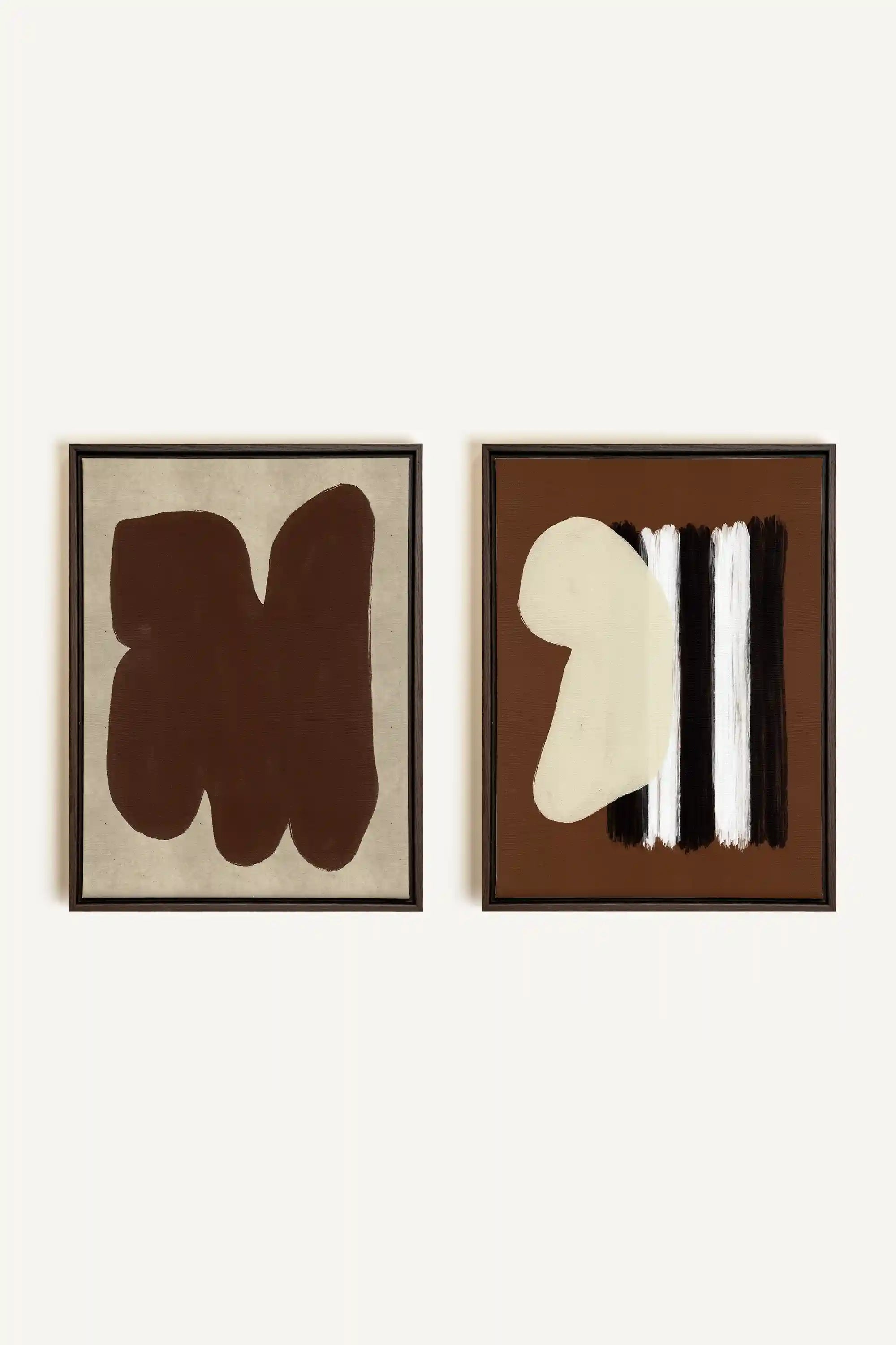 DUO CONTRASTES PROFONDS, 2 Oeuvres sur toile étirée, encadré Brun Noyer