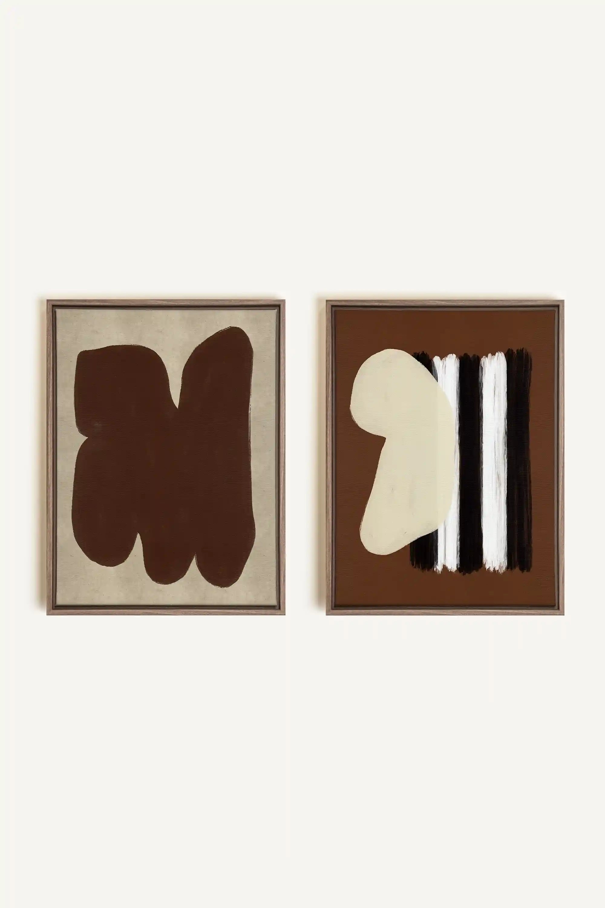 DUO CONTRASTES PROFONDS, 2 Works on stretched canvas, framed Oak Brown