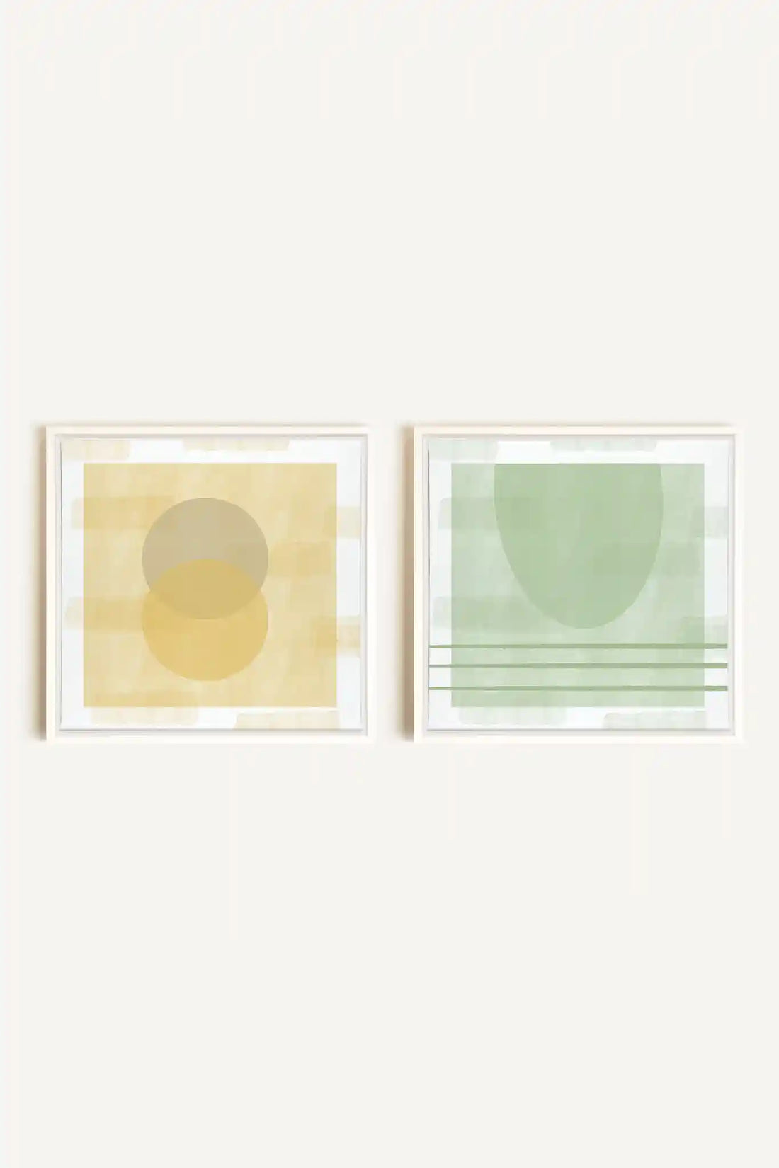 DUO ÉQUILIBRE ESTIVAL, 2 Oeuvres sur toile étirée, encadré Blanc
