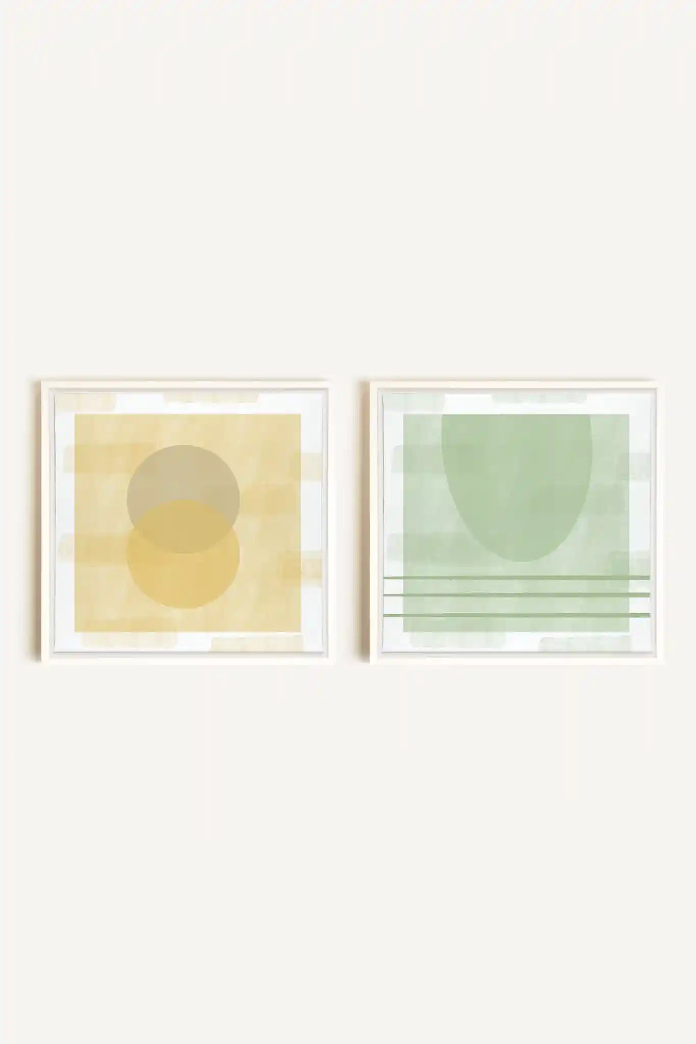 DUO ÉQUILIBRE ESTIVAL, 2 Works on stretched canvas, framed in White