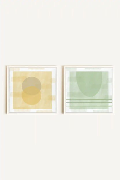 DUO ÉQUILIBRE ESTIVAL, 2 Works on stretched canvas, framed in White